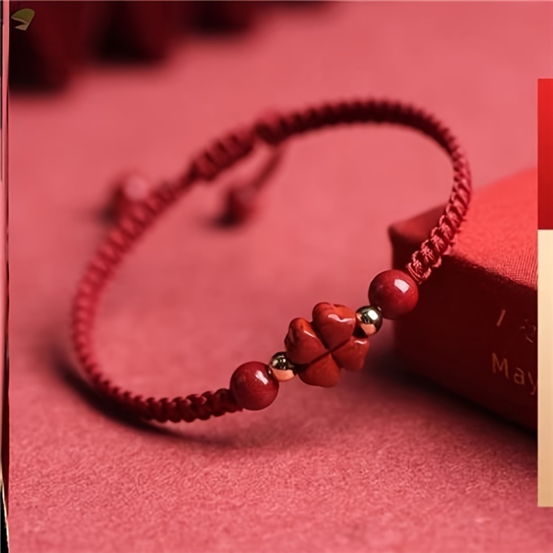 Pulseira trançada de cordão ve - Red Clover Flower avaliação e preço