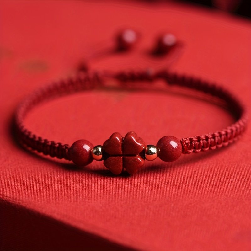 Pulseira trançada de cordão ve - Red Clover Flower avaliação e preço